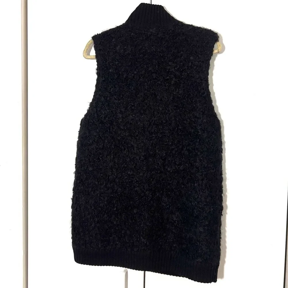 COS Sweater Vest Womens S Black Wool Mohair Boucle Knit Full Zip‎ Minimal Preppy